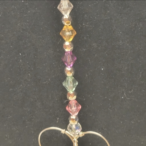 Silver and Different Colored Crystal Bicone Bead Suncatcher with Heart - Picture 5 of 7